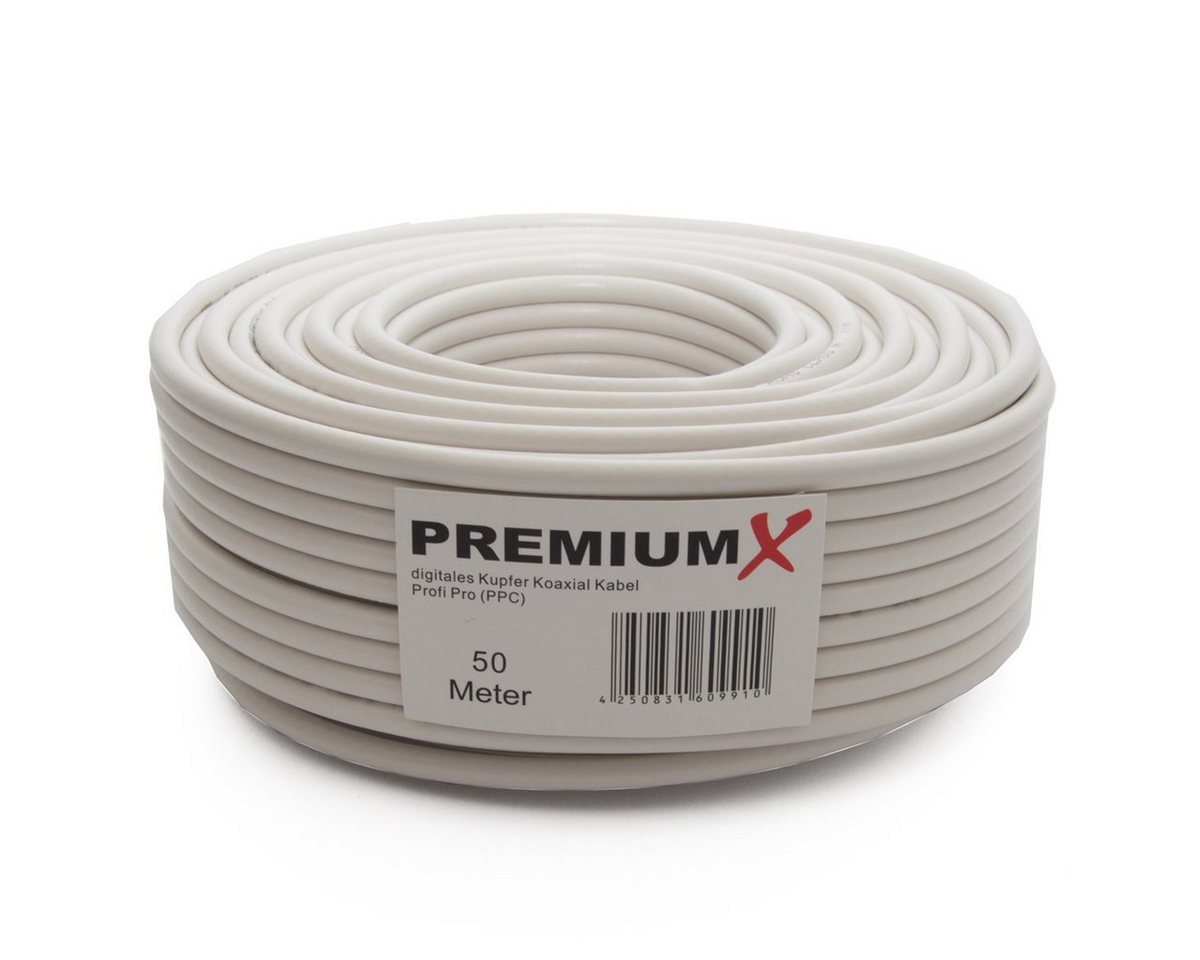 PremiumX PROFI PRO Kupfer Koaxial Kabel 135dB 5-Fach 50 Meter TV-Kabel PremiumX PROFI PRO Kupfer Koaxial Kabel 135dB 5-Fach 50 Meter TV-Kabel von PremiumX