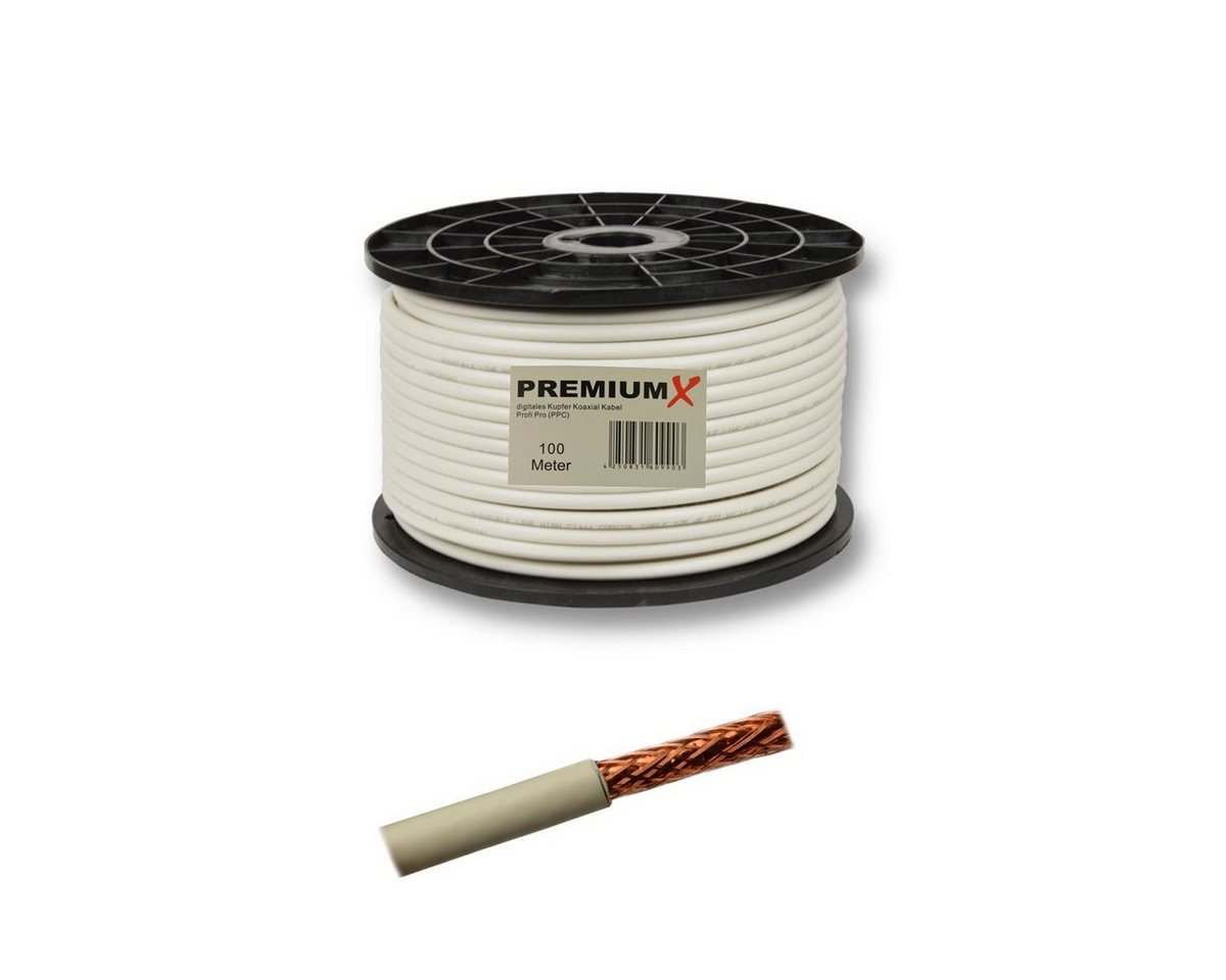 PremiumX PROFI PRO PPC Kupfer Koaxial Kabe l135dB 5-Fach geschirmt 100 Meter TV-Kabel PremiumX PROFI PRO PPC Kupfer Koaxial Kabe l135dB 5-Fach geschirmt 100 Meter TV-Kabel von PremiumX