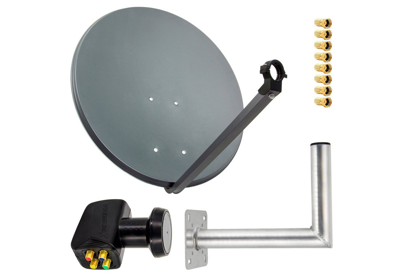 PremiumX PremiumX SAT Anlage 80cm Antenne Quad LNB 8x F-Stecker Wandhalter 35cm SAT-Antenne PremiumX PremiumX SAT Anlage 80cm Antenne Quad LNB 8x F-Stecker Wandhalter 35cm SAT-Antenne von PremiumX