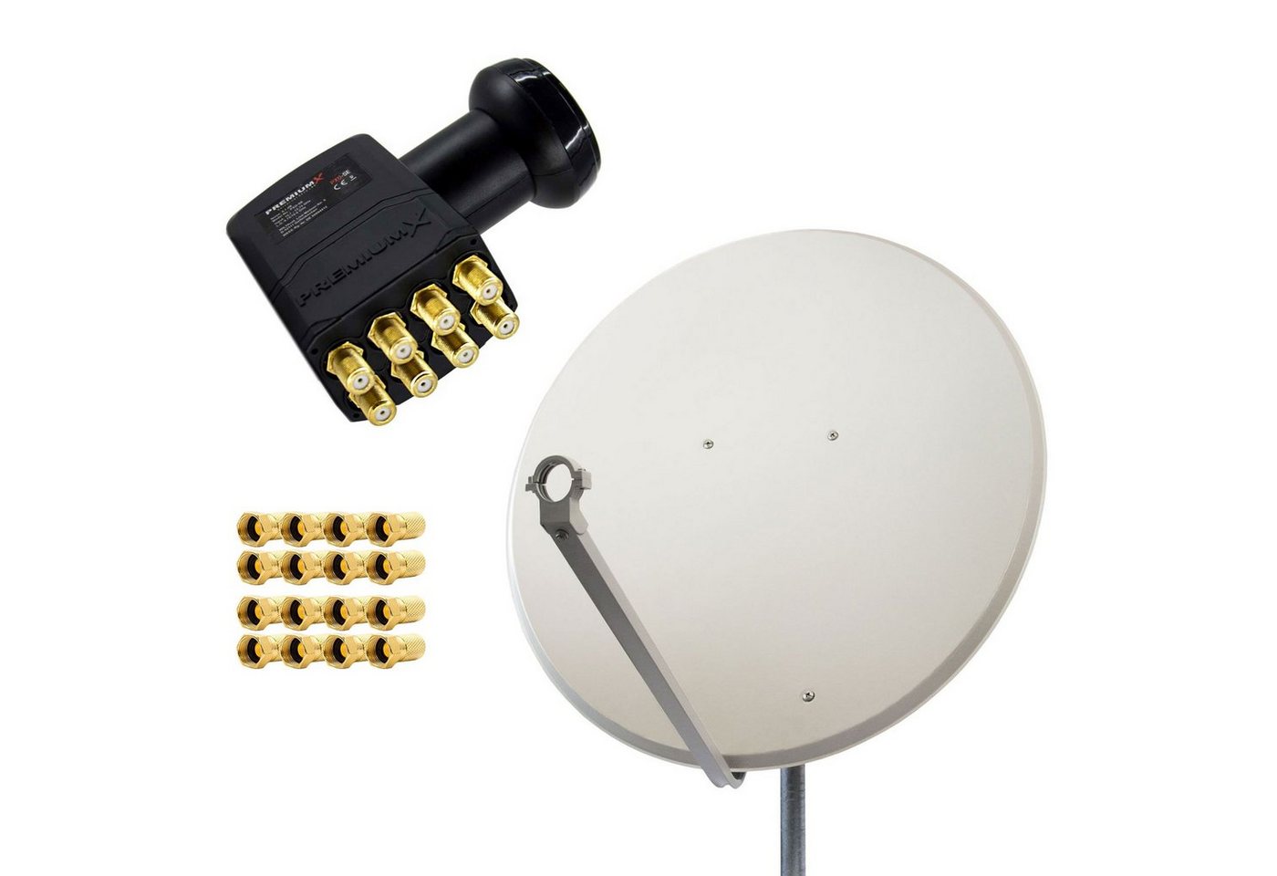 PremiumX SAT Anlage 100cm Antenne Aluminium Octo LNB 16x F-Stecker SAT-Antenne von PremiumX