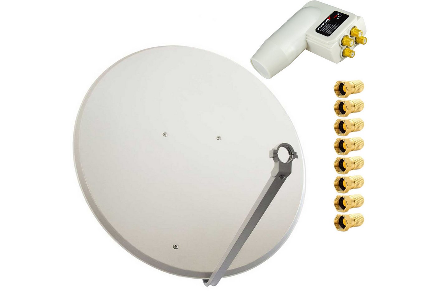 PremiumX SAT Anlage 100cm Antenne Stahl Hellgrau Quad LNB 8x F-Stecker SAT-Antenne PremiumX SAT Anlage 100cm Antenne Stahl Hellgrau Quad LNB 8x F-Stecker SAT-Antenne von PremiumX