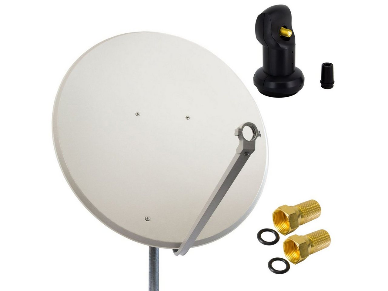 PremiumX SAT Anlage 100cm Antenne Stahl Hellgrau Single LNB 2x F-Stecker SAT-Antenne PremiumX SAT Anlage 100cm Antenne Stahl Hellgrau Single LNB 2x F-Stecker SAT-Antenne von PremiumX