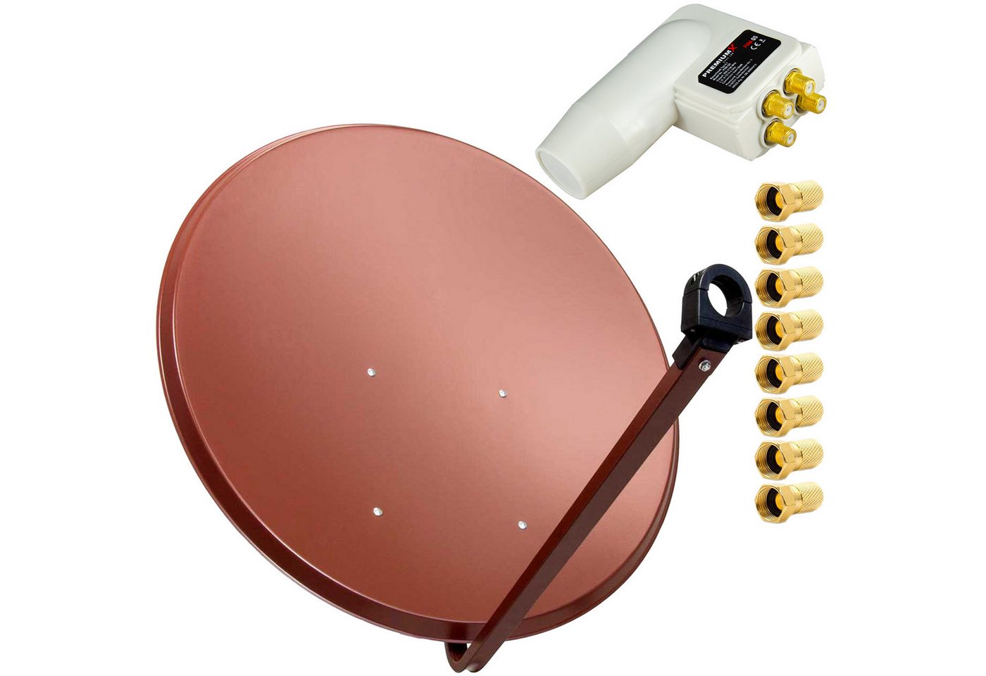 PremiumX SAT Anlage 100cm Antenne Stahl Ziegelrot Quad LNB 8x F-Stecker SAT-Antenne PremiumX SAT Anlage 100cm Antenne Stahl Ziegelrot Quad LNB 8x F-Stecker SAT-Antenne von PremiumX