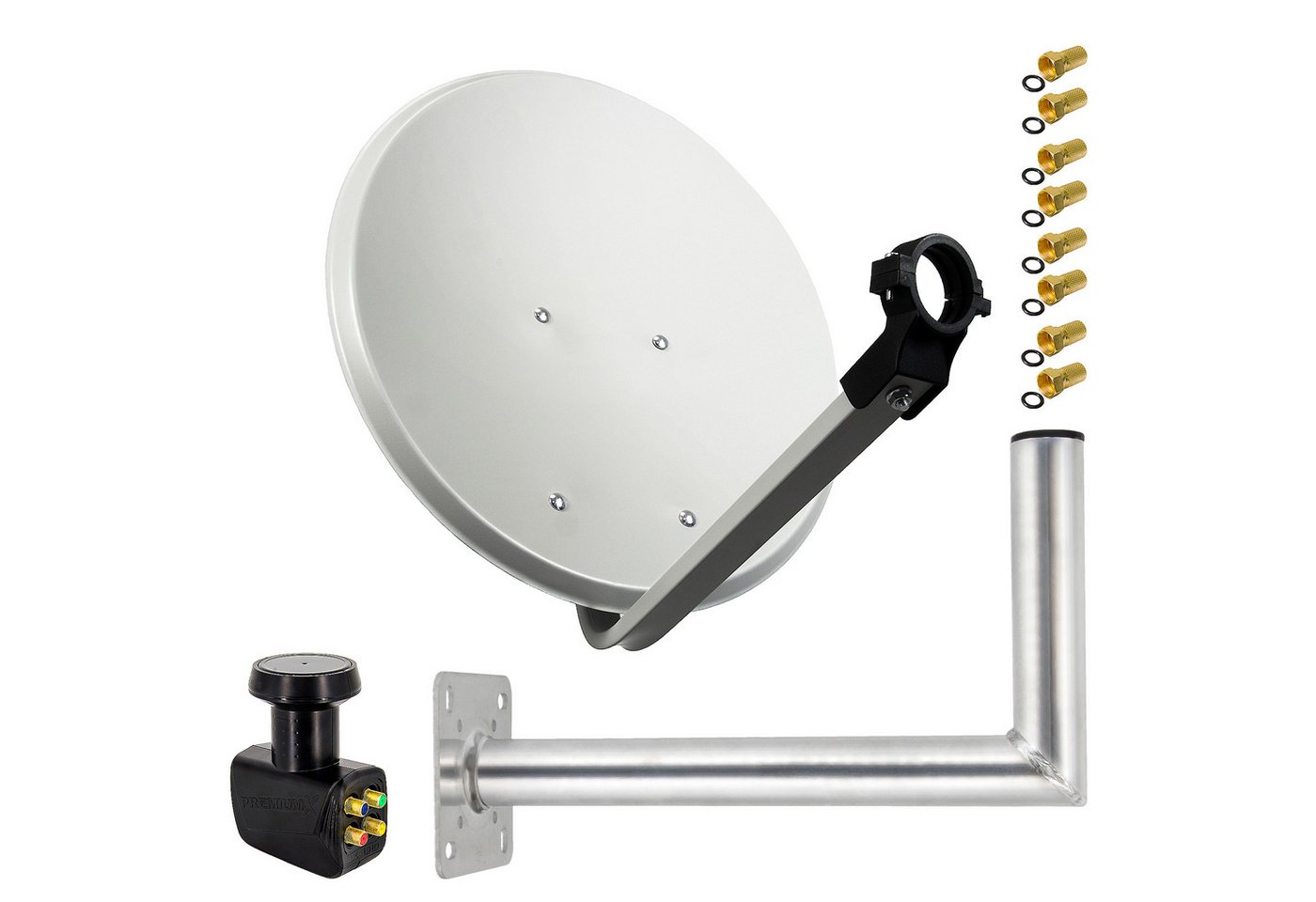 PremiumX SAT Anlage 45cm Satellitenantenne Quad LNB Wandhalter 45cm SAT-Antenne PremiumX SAT Anlage 45cm Satellitenantenne Quad LNB Wandhalter 45cm SAT-Antenne von PremiumX