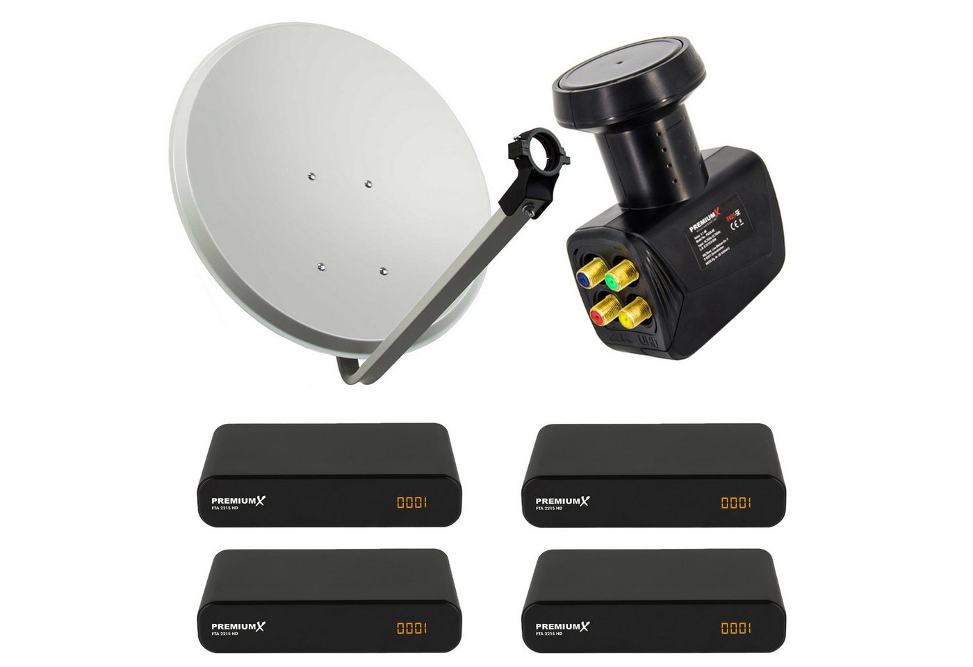 PremiumX SAT Anlage 60cm Satellitenantenne Quad LNB 4x TV Receiver SAT-Antenne PremiumX SAT Anlage 60cm Satellitenantenne Quad LNB 4x TV Receiver SAT-Antenne von PremiumX