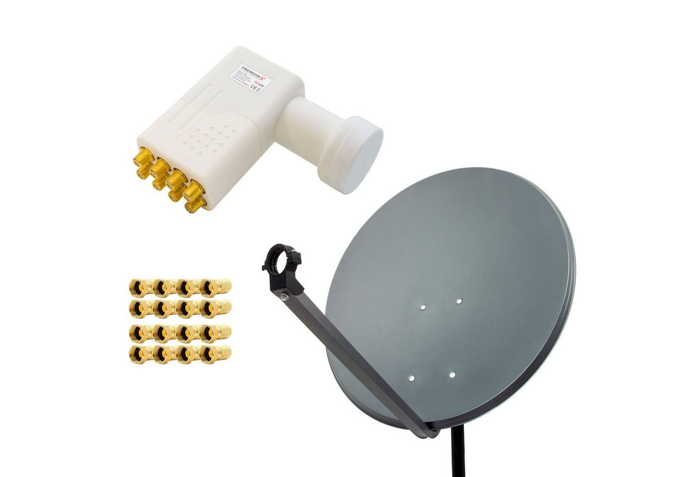 PremiumX SAT Anlage 80cm Antenne Anthrazit Octo LNB weiß 16x F-Stecker SAT-Antenne PremiumX SAT Anlage 80cm Antenne Anthrazit Octo LNB weiß 16x F-Stecker SAT-Antenne von PremiumX