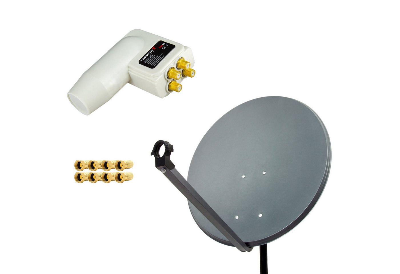 PremiumX SAT Anlage 80cm Antenne Anthrazit Quad LNB weiß 8x F-Stecker SAT-Antenne PremiumX SAT Anlage 80cm Antenne Anthrazit Quad LNB weiß 8x F-Stecker SAT-Antenne von PremiumX