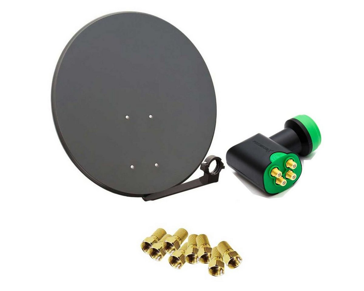 PremiumX SAT Anlage 80cm Antenne GreenDiamond Quad LNB 8x F-Stecker SAT-Antenne von PremiumX