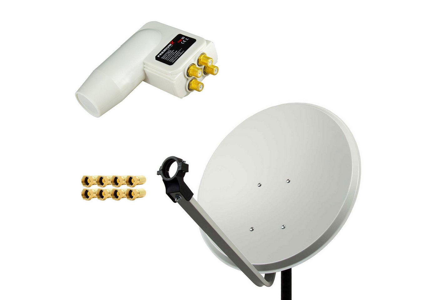 PremiumX SAT Anlage 80cm Antenne Hellgrau Quad LNB weiß 8x F-Stecker SAT-Antenne PremiumX SAT Anlage 80cm Antenne Hellgrau Quad LNB weiß 8x F-Stecker SAT-Antenne von PremiumX