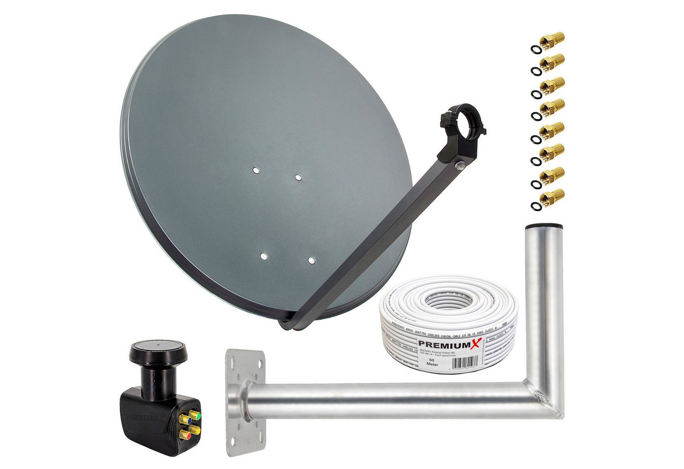 PremiumX SAT Anlage 80cm Antenne Quad LNB 50m Kabel Wandhalter 45cm SAT-Antenne PremiumX SAT Anlage 80cm Antenne Quad LNB 50m Kabel Wandhalter 45cm SAT-Antenne von PremiumX