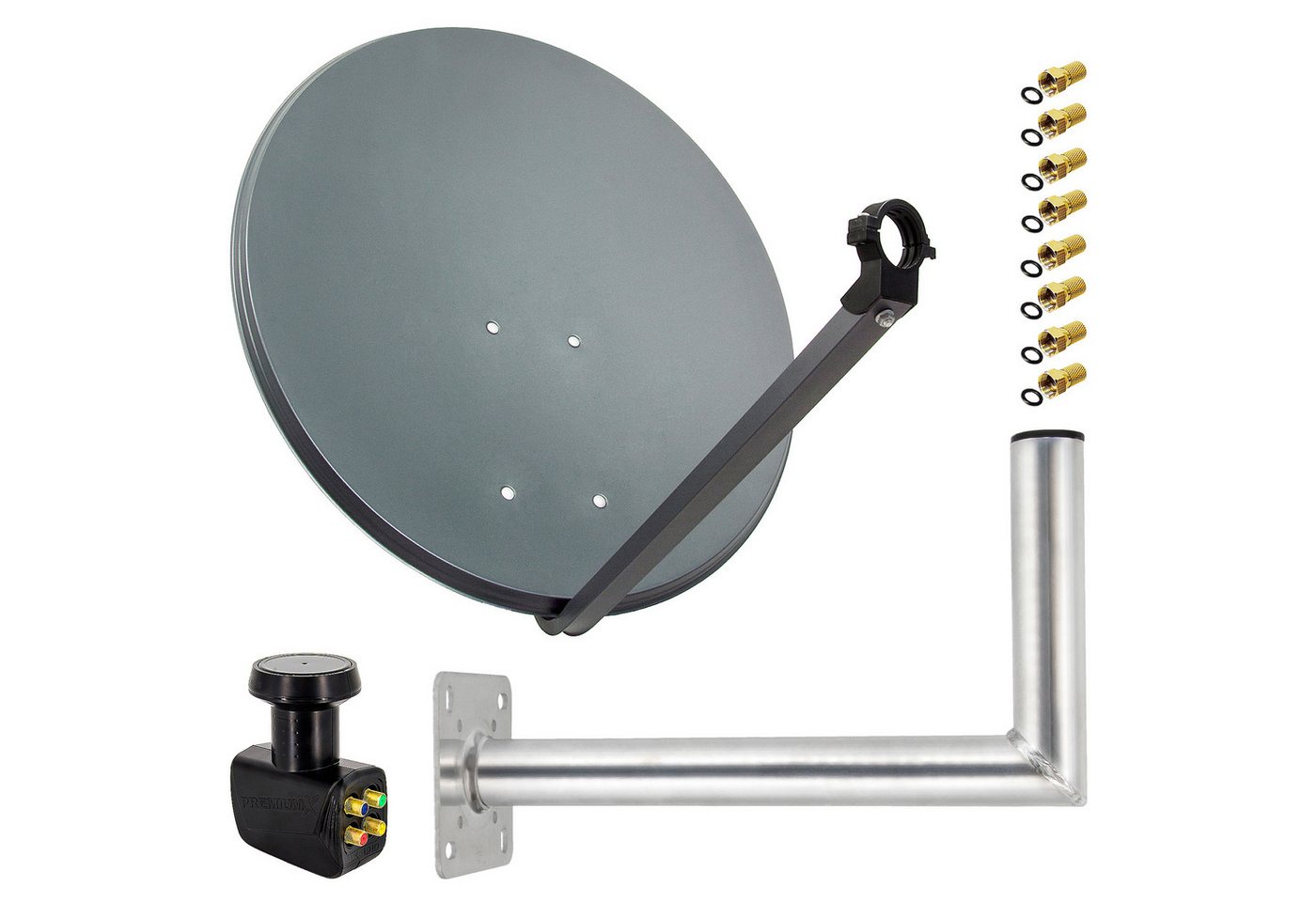 PremiumX SAT Anlage 80cm Antenne Quad LNB F-Stecker Wandhalter 45cm SAT-Antenne PremiumX SAT Anlage 80cm Antenne Quad LNB F-Stecker Wandhalter 45cm SAT-Antenne von PremiumX