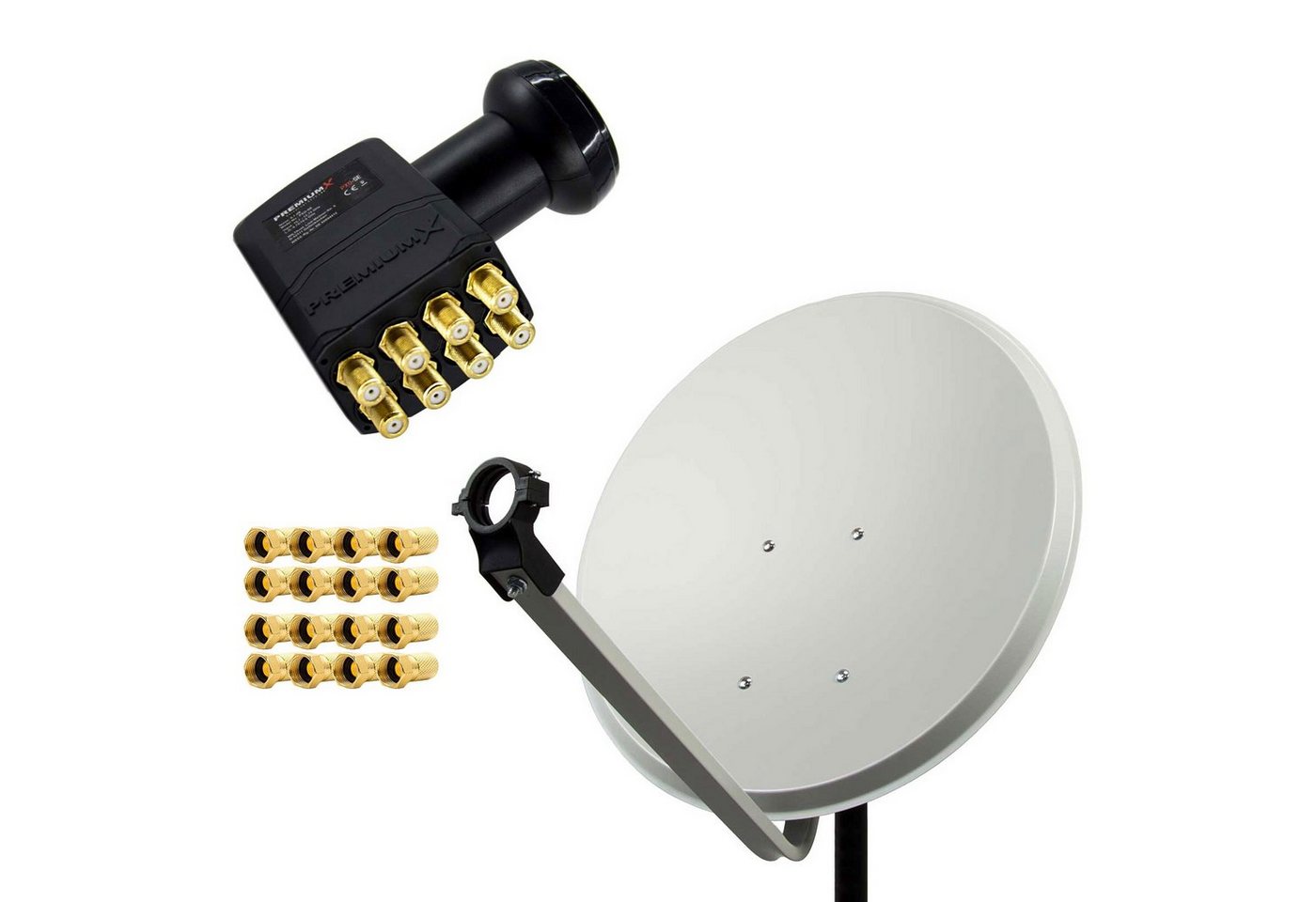 PremiumX SAT Anlage 80cm Antenne Stahl Hellgrau Octo LNB 16x F-Stecker SAT-Antenne PremiumX SAT Anlage 80cm Antenne Stahl Hellgrau Octo LNB 16x F-Stecker SAT-Antenne von PremiumX