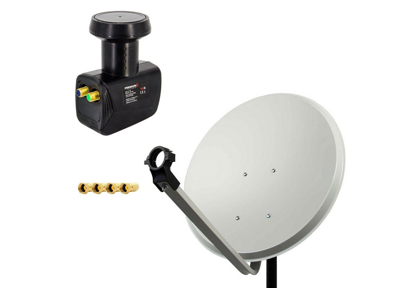 PremiumX SAT Anlage 80cm Antenne Stahl Hellgrau Twin LNB 4x F-Stecker SAT-Antenne PremiumX SAT Anlage 80cm Antenne Stahl Hellgrau Twin LNB 4x F-Stecker SAT-Antenne von PremiumX