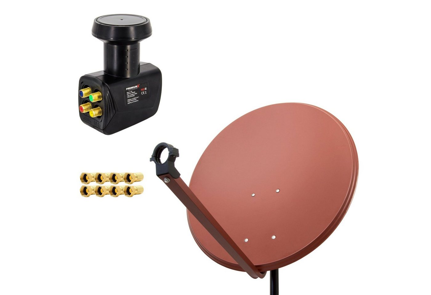 PremiumX SAT Anlage 80cm Antenne Ziegelrot Quad LNB 8x F-Stecker SAT-Antenne PremiumX SAT Anlage 80cm Antenne Ziegelrot Quad LNB 8x F-Stecker SAT-Antenne von PremiumX