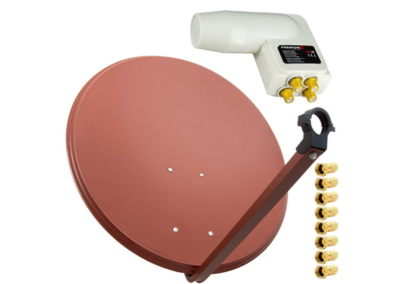 PremiumX SAT Anlage 80cm Antenne Ziegelrot Quad LNB weiß 8x F-Stecker SAT-Antenne PremiumX SAT Anlage 80cm Antenne Ziegelrot Quad LNB weiß 8x F-Stecker SAT-Antenne von PremiumX