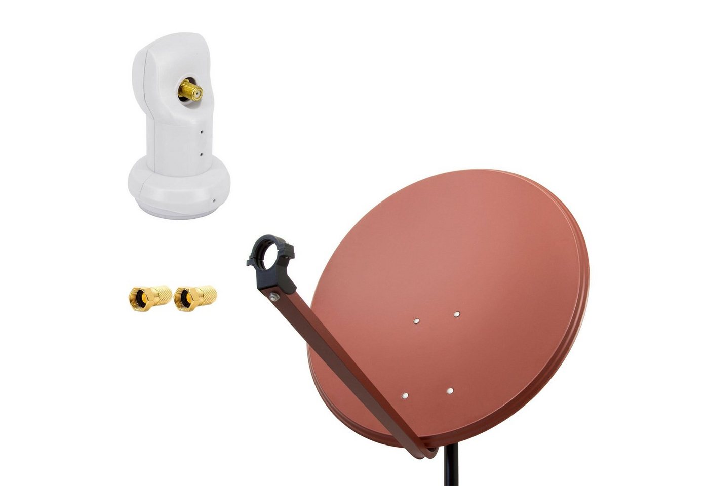 PremiumX SAT Anlage 80cm Antenne Ziegelrot Single LNB weiß 2x F-Stecker SAT-Antenne von PremiumX