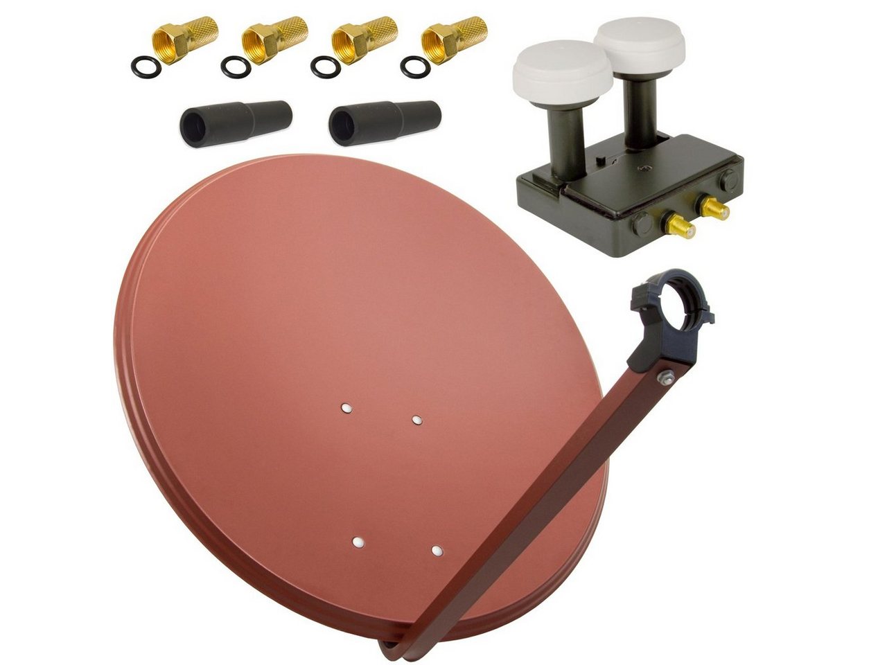 PremiumX SAT Anlage 80cm Antenne Ziegelrot Twin Monoblock 4x F-Stecker SAT-Antenne von PremiumX