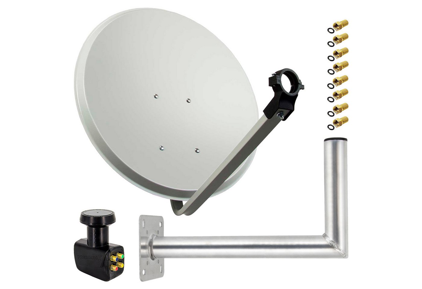 PremiumX SAT Anlage 80cm Satellitenantenne Quad LNB Wandhalter 45cm SAT-Antenne PremiumX SAT Anlage 80cm Satellitenantenne Quad LNB Wandhalter 45cm SAT-Antenne von PremiumX