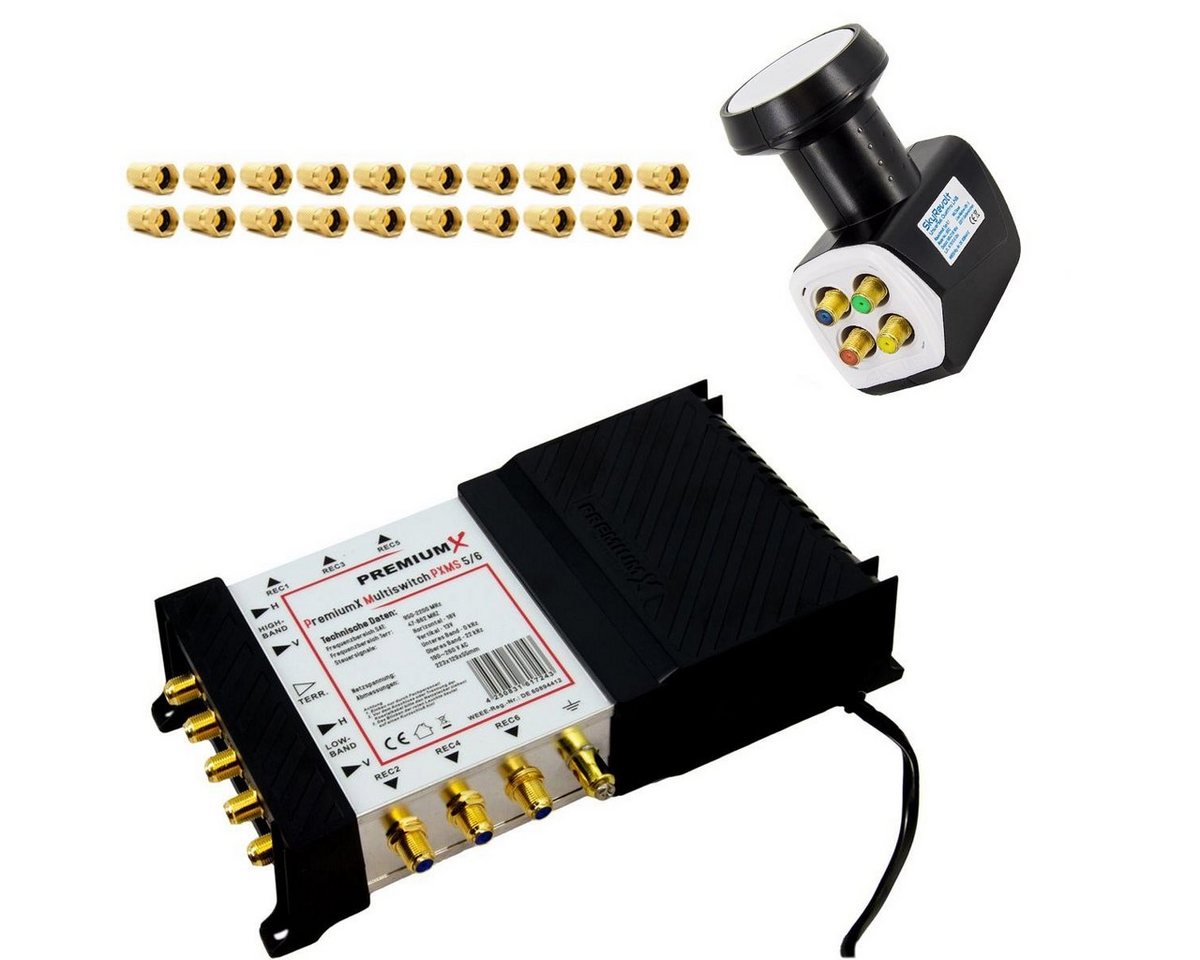 PremiumX SAT-Multischalter Multischalter 5/6 Switch Verteiler Quattro LNB 20x F-Stecker PremiumX SAT-Multischalter Multischalter 5/6 Switch Verteiler Quattro LNB 20x F-Stecker von PremiumX