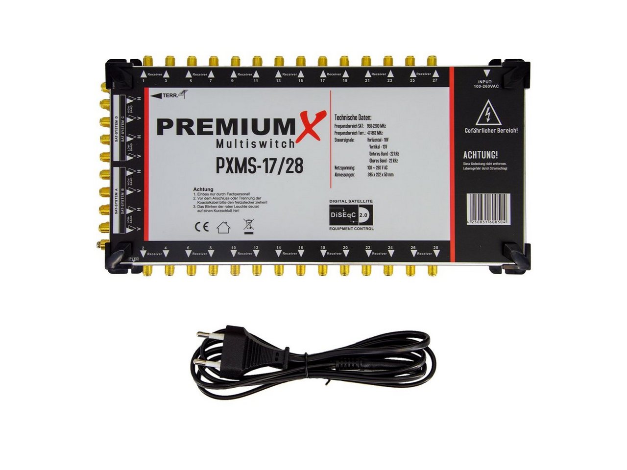 PremiumX SAT-Multischalter PXMS 17/28 Multischalter Netzteil 4 SAT für 28 Teilnehmer PremiumX SAT-Multischalter PXMS 17/28 Multischalter Netzteil 4 SAT für 28 Teilnehmer von PremiumX