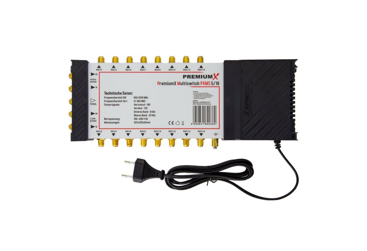 PremiumX SAT-Multischalter PXMS 5/16 Multischalter mit Netzteil 1 SAT 16 Teilnehmer PremiumX SAT-Multischalter PXMS 5/16 Multischalter mit Netzteil 1 SAT 16 Teilnehmer von PremiumX