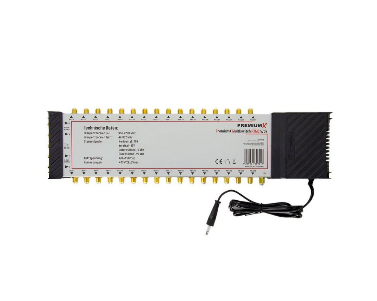 PremiumX SAT-Multischalter PXMS 5/32 Multischalter Netzteil Multiswitch 1 SAT für 32 Teilnehmer PremiumX SAT-Multischalter PXMS 5/32 Multischalter Netzteil Multiswitch 1 SAT für 32 Teilnehmer von PremiumX
