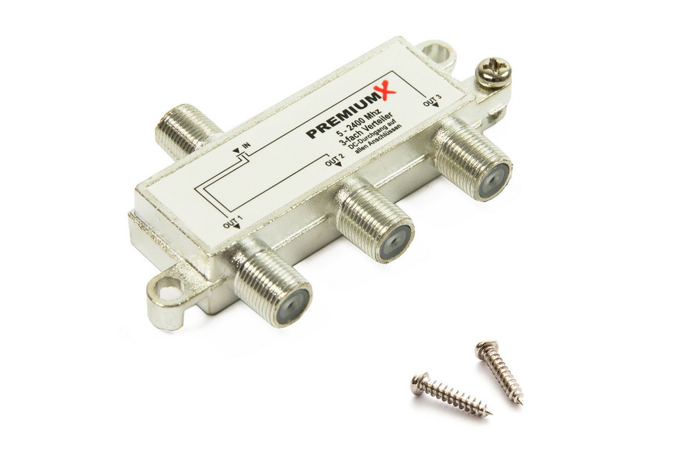 PremiumX SAT-Multischalter Switch 3-fach Verteiler 5-2400 MHz SAT Umschalter Digital Kabel von PremiumX