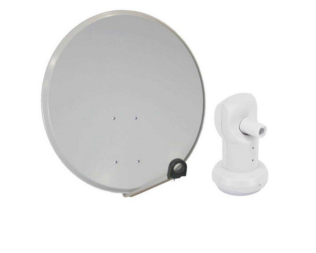 PremiumX Satelliten-Komplettanlage 45cm Stahl Hellgrau Single LNB 2x F-Stecker SAT-Antenne von PremiumX