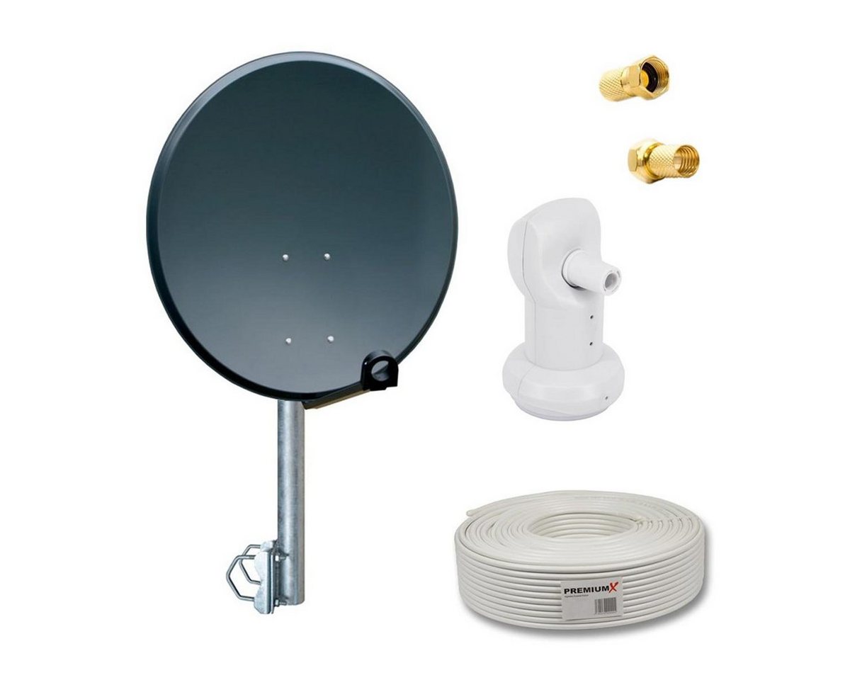 PremiumX Satelliten-Komplettanlage 60cm LNB 10m Kabel F-Stecker Balkonhalter SAT-Antenne von PremiumX