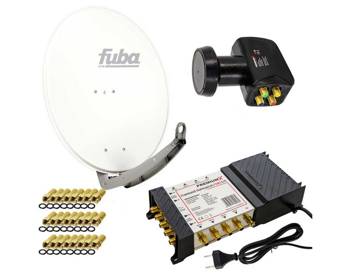 PremiumX Satelliten-Komplettanlage Fuba DAA 780 W 5/8 Multiswitch LNB F-Stecker SAT-Antenne von PremiumX