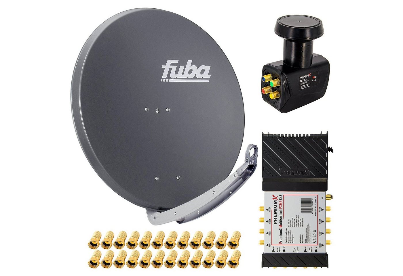 PremiumX Satelliten-Komplettanlage Fuba DAA 850 A 5/8 Multiswitch LNB F-Stecker SAT-Antenne PremiumX Satelliten-Komplettanlage Fuba DAA 850 A 5/8 Multiswitch LNB F-Stecker SAT-Antenne von PremiumX