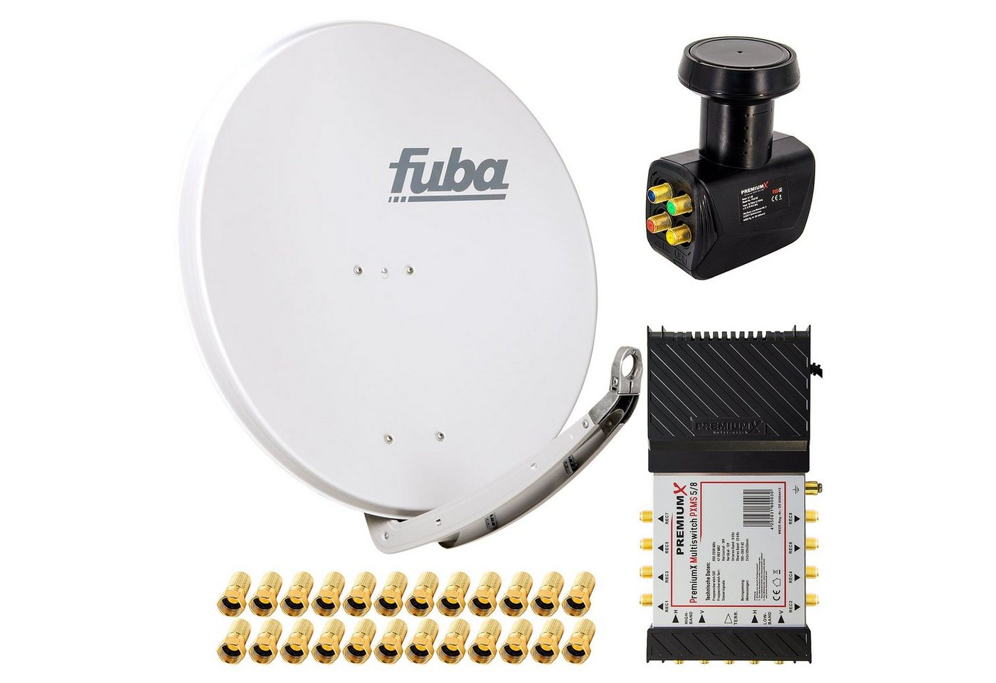 PremiumX Satelliten-Komplettanlage Fuba DAA 850 G 5/8 Multiswitch LNB F-Stecker SAT-Antenne PremiumX Satelliten-Komplettanlage Fuba DAA 850 G 5/8 Multiswitch LNB F-Stecker SAT-Antenne von PremiumX