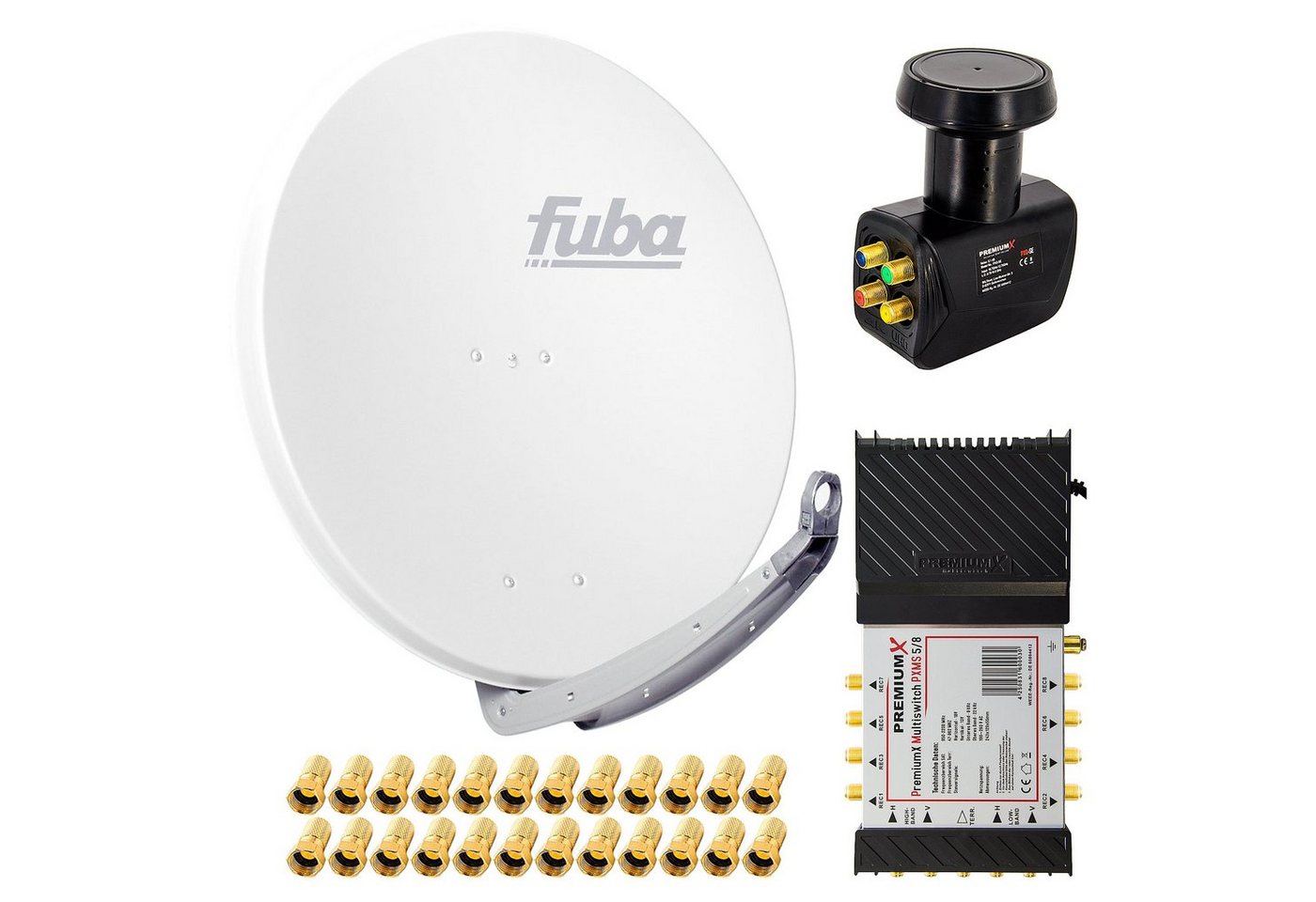 PremiumX Satelliten-Komplettanlage Fuba DAA 850 W 5/8 Multiswitch LNB F-Stecker SAT-Antenne PremiumX Satelliten-Komplettanlage Fuba DAA 850 W 5/8 Multiswitch LNB F-Stecker SAT-Antenne von PremiumX
