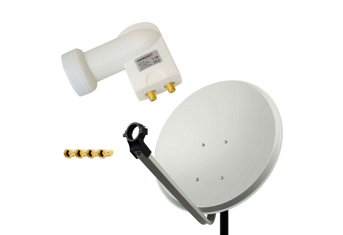 PremiumX Satellitenschüssel 60cm Antenne Hellgrau Twin weiß LNB 4x F-Stecker SAT-Antenne PremiumX Satellitenschüssel 60cm Antenne Hellgrau Twin weiß LNB 4x F-Stecker SAT-Antenne von PremiumX