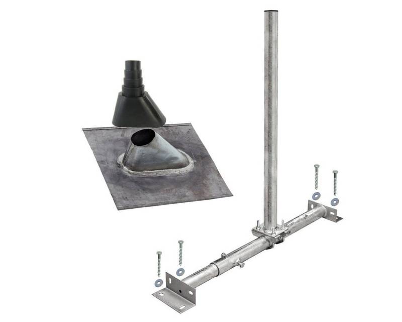 PremiumX X100-48F Dachsparrenmasthalter feuerverzinkt Blei-Ziegel Set SAT-Halterung von PremiumX