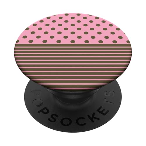 Aesthetic Preppy Cute in Rosa, Olivgrün, gepunktet und gestreift PopSockets Klebender PopGrip von Preppy Polka Girly Style