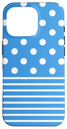 Babyblau weiß gepunktet und gestreift, ästhetisch, adrett, niedlich Hülle für iPhone 16 Pro Babyblau weiß gepunktet und gestreift, ästhetisch, adrett, niedlich Hülle für iPhone 16 Pro von Preppy Polka Girly Style
