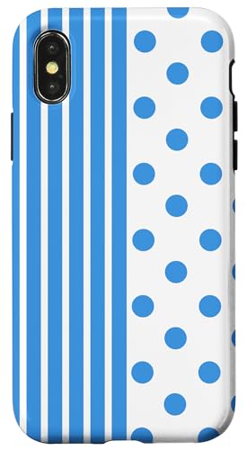 Babyblau weiß gepunktet und gestreift, ästhetisch, adrett, niedlich Hülle für iPhone X/XS Babyblau weiß gepunktet und gestreift, ästhetisch, adrett, niedlich Hülle für iPhone X/XS von Preppy Polka Girly Style