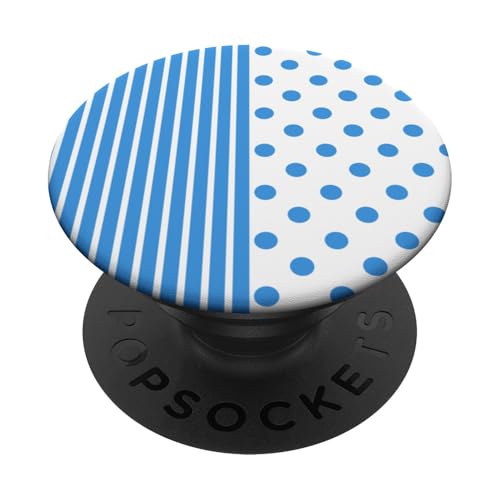 Babyblau weiß gepunktet und gestreift, ästhetisch, adrett, niedlich PopSockets Klebender PopGrip Babyblau weiß gepunktet und gestreift, ästhetisch, adrett, niedlich PopSockets Klebender PopGrip von Preppy Polka Girly Style