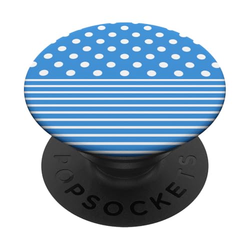 Babyblau weiß gepunktet und gestreift, ästhetisch, adrett, niedlich PopSockets Klebender PopGrip Babyblau weiß gepunktet und gestreift, ästhetisch, adrett, niedlich PopSockets Klebender PopGrip von Preppy Polka Girly Style