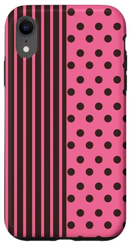 Braun-Rosa, gepunktet und gestreift, ästhetische, adrette Streifen Hülle für iPhone XR Braun-Rosa, gepunktet und gestreift, ästhetische, adrette Streifen Hülle für iPhone XR von Preppy Polka Girly Style