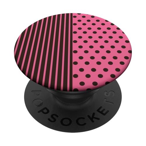 Braun-Rosa, gepunktet und gestreift, ästhetische, adrette Streifen PopSockets Klebender PopGrip von Preppy Polka Girly Style