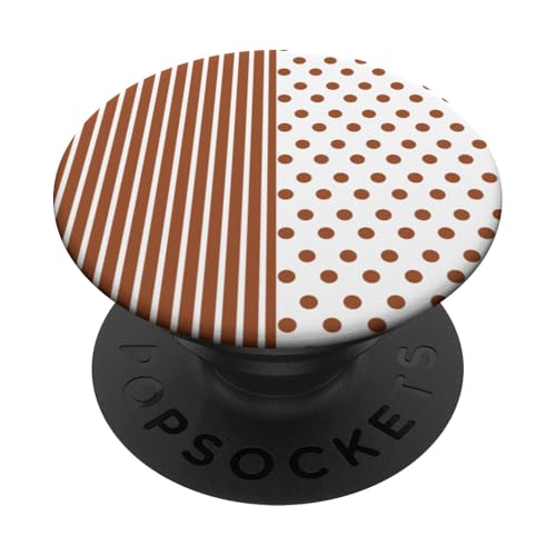 Braun-Weiß, gepunktet und gestreift, ästhetisch, adrett, niedlich, Boho PopSockets Klebender PopGrip Braun-Weiß, gepunktet und gestreift, ästhetisch, adrett, niedlich, Boho PopSockets Klebender PopGrip von Preppy Polka Girly Style