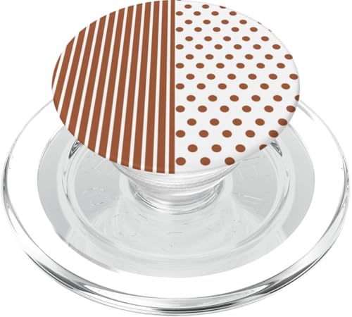 Braun-Weiß, gepunktet und gestreift, ästhetisch, adrett, niedlich, Boho PopSockets PopGrip für MagSafe Braun-Weiß, gepunktet und gestreift, ästhetisch, adrett, niedlich, Boho PopSockets PopGrip für MagSafe von Preppy Polka Girly Style