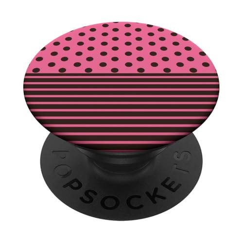 Braun-rosa gepunktet und gestreift, ästhetisch, adrett, niedlich, Boho PopSockets Klebender PopGrip Braun-rosa gepunktet und gestreift, ästhetisch, adrett, niedlich, Boho PopSockets Klebender PopGrip von Preppy Polka Girly Style