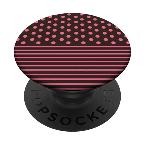 Braun und Rosa gepunktet, gestreift, ästhetisch, adrette Streifen PopSockets Klebender PopGrip Braun und Rosa gepunktet, gestreift, ästhetisch, adrette Streifen PopSockets Klebender PopGrip von Preppy Polka Girly Style
