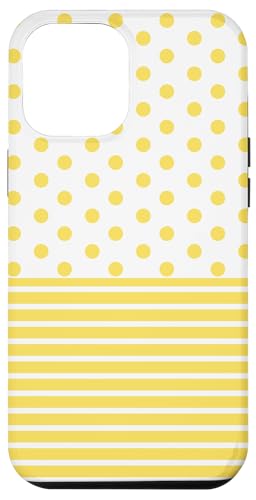 Gelb Weiß gepunktet und gestreift, ästhetisch, adrett, niedlich Hülle für iPhone 12 Pro Max von Preppy Polka Girly Style