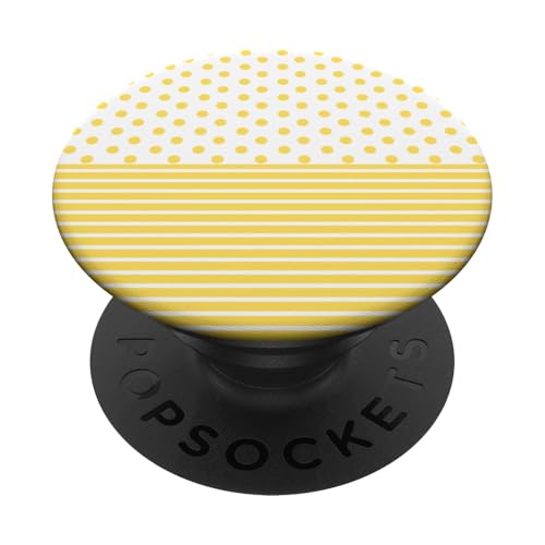 Gelb Weiß gepunktet und gestreift, ästhetisch, adrett, niedlich PopSockets Klebender PopGrip von Preppy Polka Girly Style