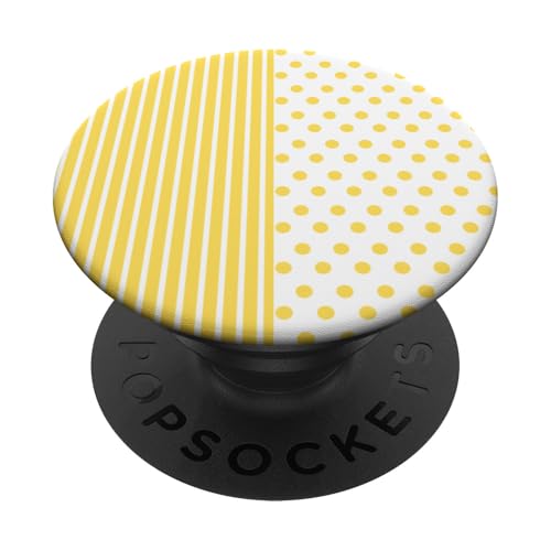 Gelb Weiß gepunktet und gestreift, ästhetisch, adrett, niedlich PopSockets Klebender PopGrip Gelb Weiß gepunktet und gestreift, ästhetisch, adrett, niedlich PopSockets Klebender PopGrip von Preppy Polka Girly Style
