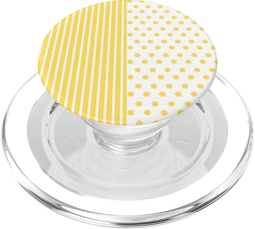 Gelb Weiß gepunktet und gestreift, ästhetisch, adrett, niedlich PopSockets PopGrip für MagSafe von Preppy Polka Girly Style